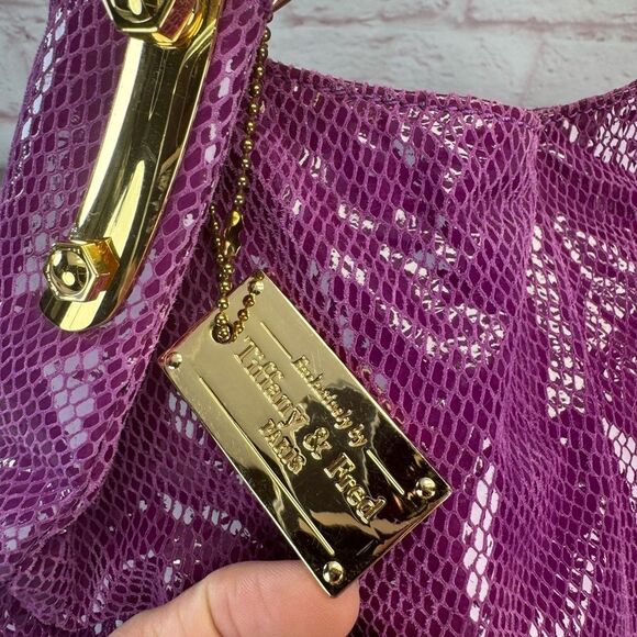 Tiffany & Fred Purple Embossed Hobo Bag - Picture 9 of 13